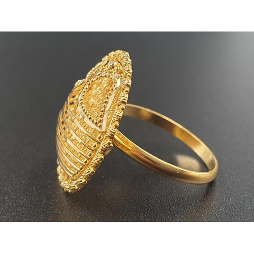 314 - 22ct yellow gold filigree ring, weight 5.28g and size R