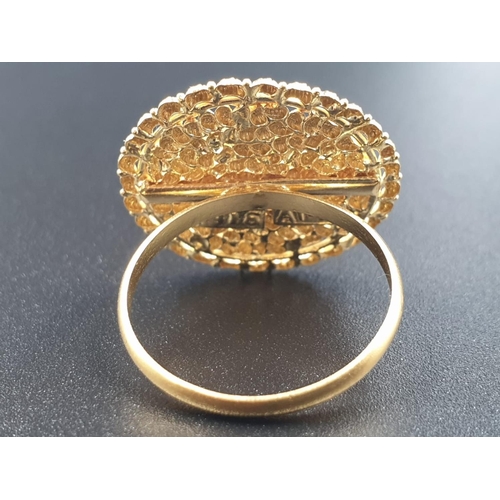 314 - 22ct yellow gold filigree ring, weight 5.28g and size R