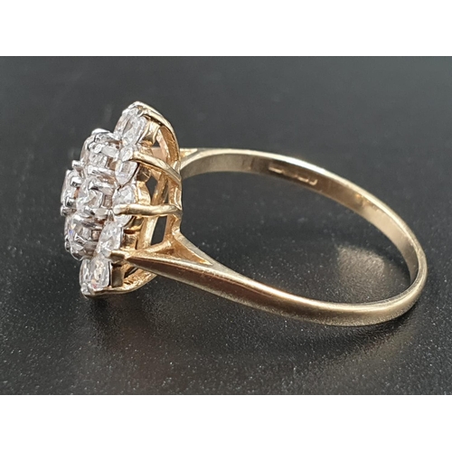 340 - 9ct yellow gold CZ stone ring weight 2.3g and size N