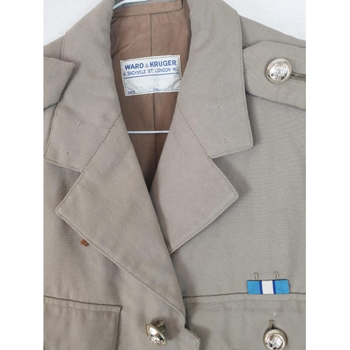 978 - A Ward and Kruger Military Beige Jacket and Trousers. 42inch chest. 36 inch waist.