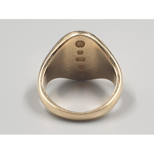 132 - 14CT YELLOW GOLD SIGNET RING, WEIGHT 8.4G SIZE I1/2
