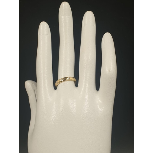 146 - 18CT YELLOW GOLD DIAMOND BAND RING, WEIGHT 3.5G AND SIZE K