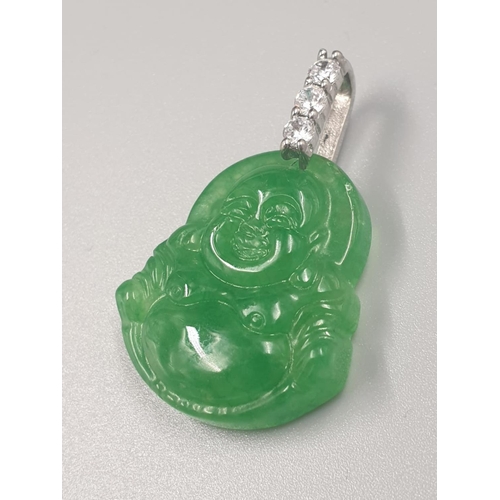 387 - Green jade Buddha pendant, weight 6g