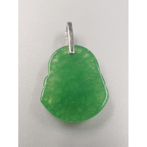 387 - Green jade Buddha pendant, weight 6g