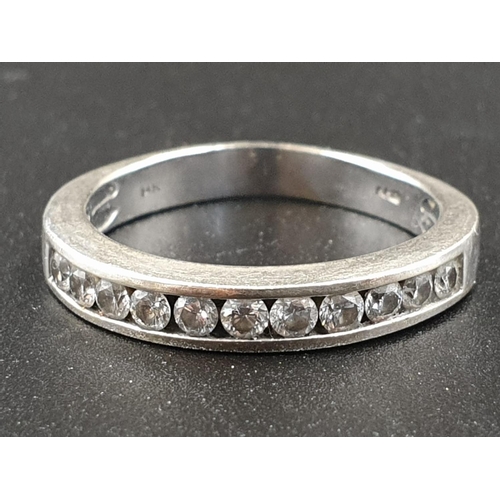 84 - 14CT WHITE GOLD DIAMOND HALF ETERNITY RING, WEIGHT 4G AND APPROX 0.40CT DIAMONDS SIZE P1/2