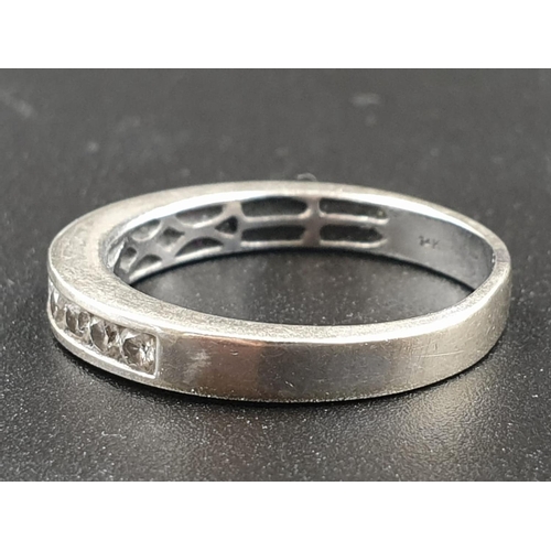 84 - 14CT WHITE GOLD DIAMOND HALF ETERNITY RING, WEIGHT 4G AND APPROX 0.40CT DIAMONDS SIZE P1/2