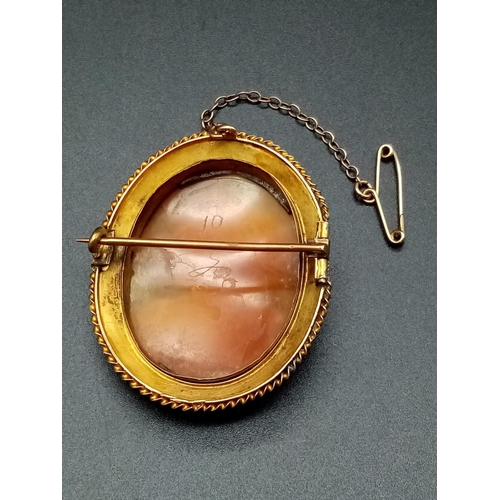 185 - 18ct gold (tested) Victorian Cameo brooch, weight 12.28g and 4.5cm wide approx