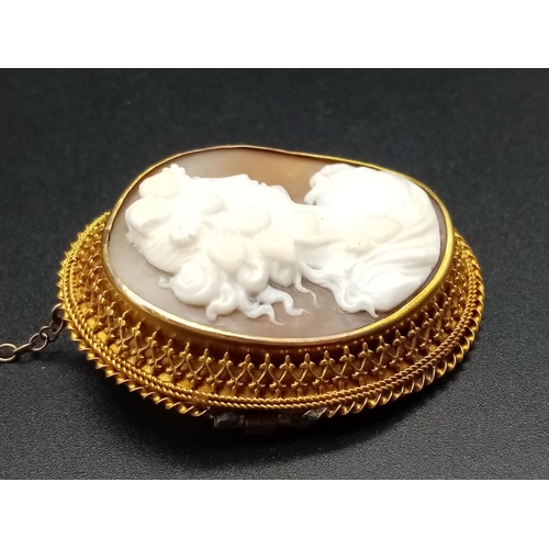 185 - 18ct gold (tested) Victorian Cameo brooch, weight 12.28g and 4.5cm wide approx