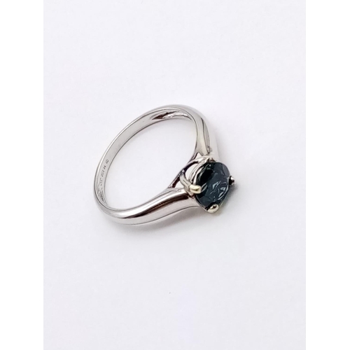 326 - 14ct white gold sapphire solitaire ring, weight 2.28g and size M1/2