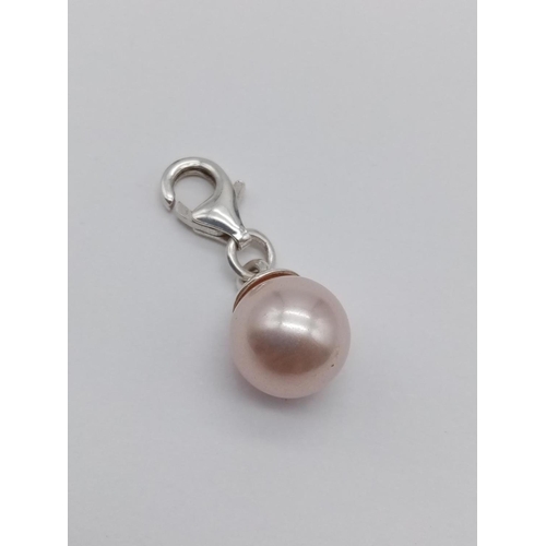 783 - Pink pearl silver pendant, weight 2.3g and pearl is 6mm