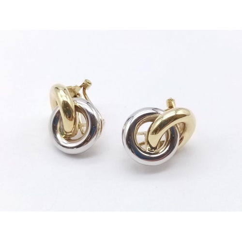 384 - 14CT 2 COLOUR GOLD TWIST STUD EARRINGS, WEIGHT 4.5G