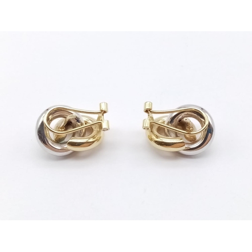 384 - 14CT 2 COLOUR GOLD TWIST STUD EARRINGS, WEIGHT 4.5G