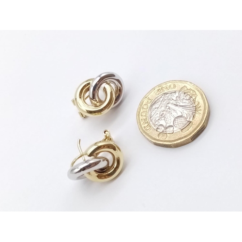 384 - 14CT 2 COLOUR GOLD TWIST STUD EARRINGS, WEIGHT 4.5G