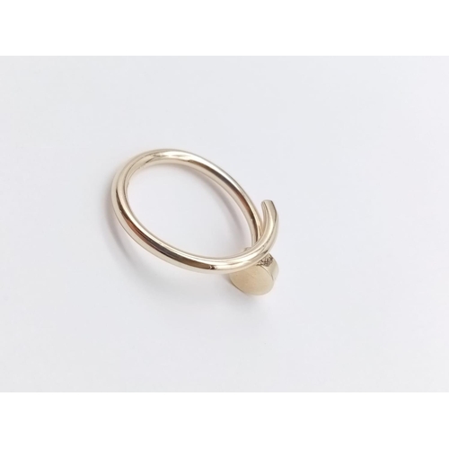 390 - 9CT YELLOW GOLD TWIST RING CARTIER STYLE, WEIGHT 3.2G SIZE N1/2