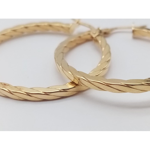 520 - 9CT YELLOW GOLD HOOP EARRINGS 1.9G