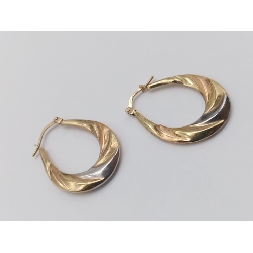 537 - 9CT 2 COLOUR GOLD CREOLE EARRINGS 1G