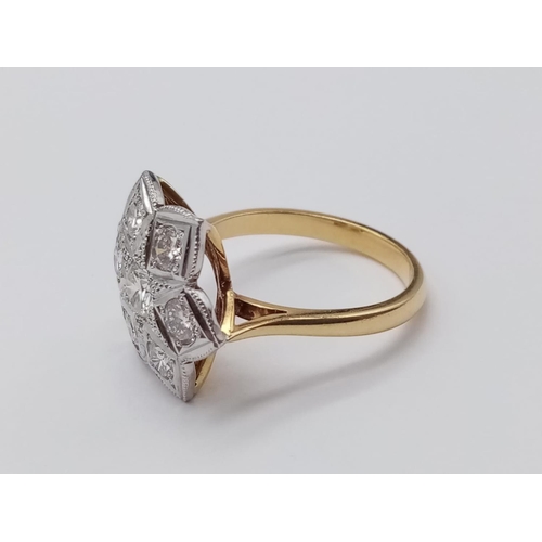 87 - AN 18ct GOLD RING WITH 1.08CT OF BRILLIANT DIAMONDS FORMING A PRETTY FLORAL EFFECT.
6.00gms   SIZE O