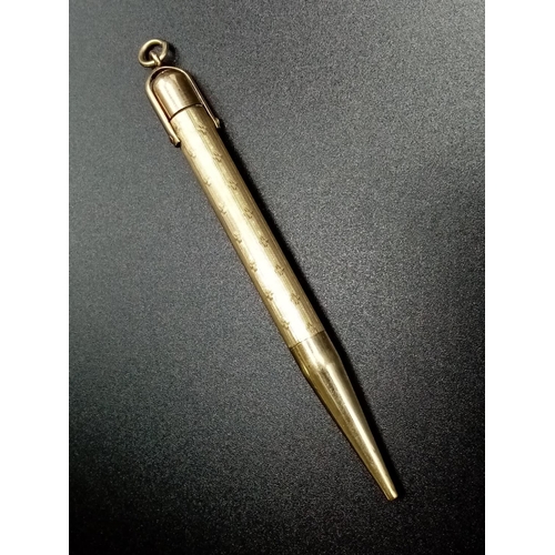 860 - A Vintage Yellow-Metal Pencil Holder. 9cm. 12.8g