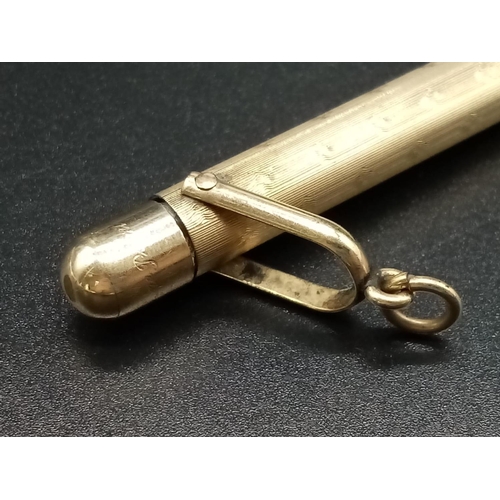 860 - A Vintage Yellow-Metal Pencil Holder. 9cm. 12.8g