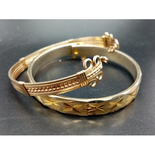 915 - 2 Yellow-Metal Bangles. 43g