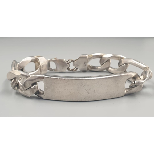 353 - Chunky silver ID bracelet, weight 72.6g