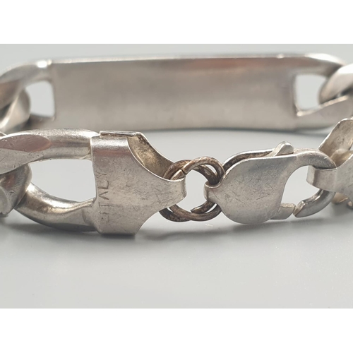 353 - Chunky silver ID bracelet, weight 72.6g