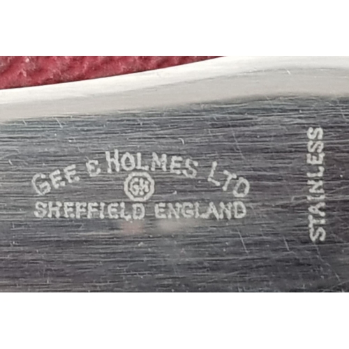 499 - GEE & HOLMES LTD SHEFFIELD STEEL VINTAGE STEAK KNIFE AND FORK SET OF 6 IN ORIGINAL BOX