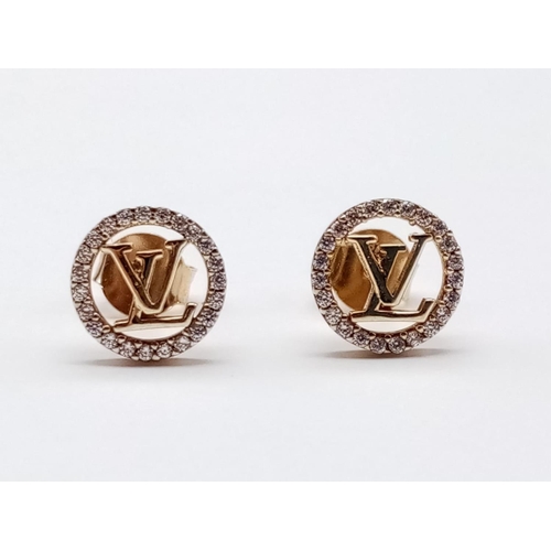 515 - 9CT YELLOW GOLD CZ LV STUD EARRINGS 1.7G