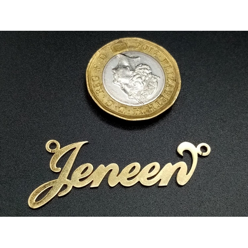 584 - STERLING SILVER GP JENEEN NAME PENDANT