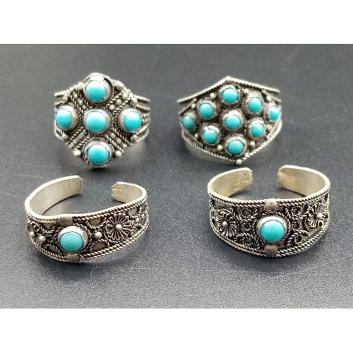 590 - 4x turquoise rings