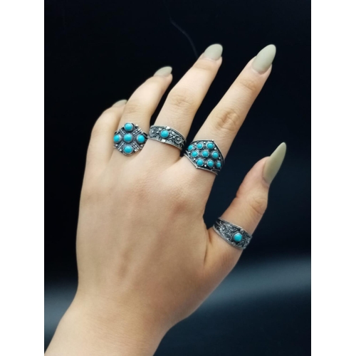 590 - 4x turquoise rings