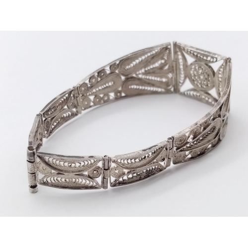 626 - Antique silver filigree bracelet