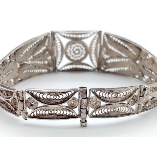 626 - Antique silver filigree bracelet