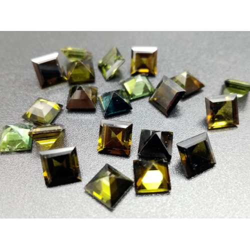 786 - Parcel of 21 square cut green tourmaline total weight 13.36cts