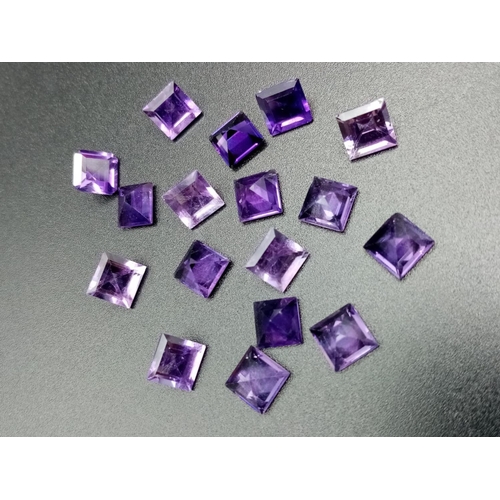 806 - Parcel of of 17 square cut amethysts total weight 16.07cts