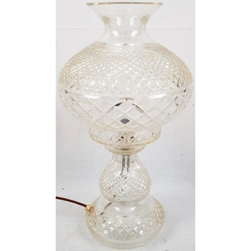 888 - A Vintage Waterford Crystal Two-Piece Electrical Hurricane Lamp. Slight chip damage on first piece m... 