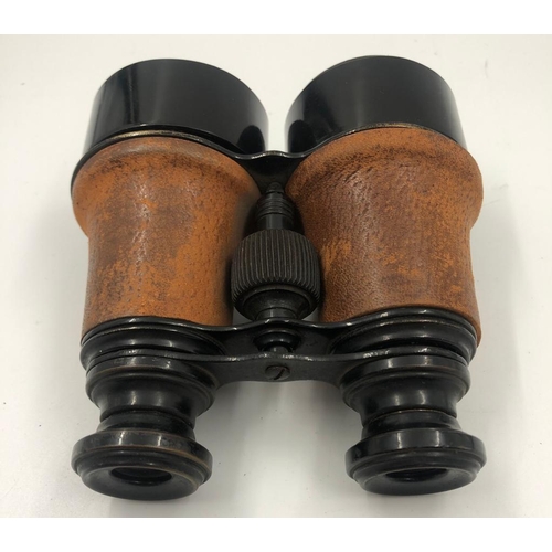 825 - A pair of binoculars leather carrying case by J.Cripps 1916 Probably Army Issue 14x14cms