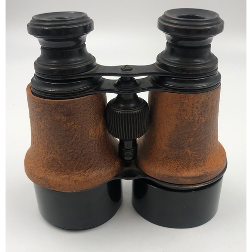 825 - A pair of binoculars leather carrying case by J.Cripps 1916 Probably Army Issue 14x14cms