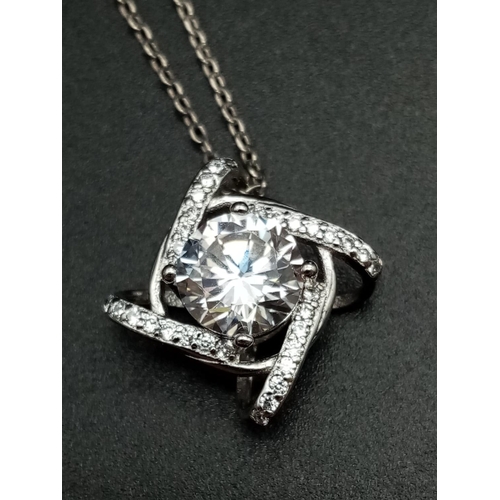 678 - Sterling silver stone set pendant necklace on sterling silver chain in presentation box