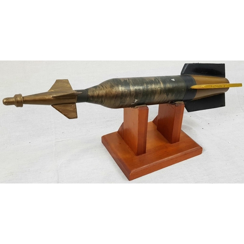 73 - Military Display Mortar Projectile on Wooden Stand.
40cm