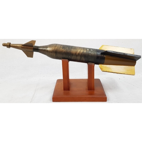 73 - Military Display Mortar Projectile on Wooden Stand.
40cm