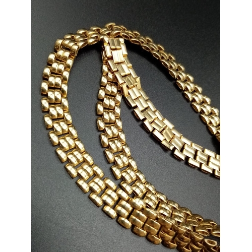 795 - A 9CT GOLD CHOKER STYLE NECK CHAIN BEING 40CMS LONG AND 1CM WIDE   23.5GMS