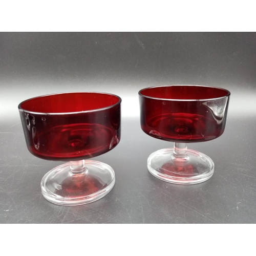 930 - 10 Piece Set of 1970s Luminarc Red French Glassware.