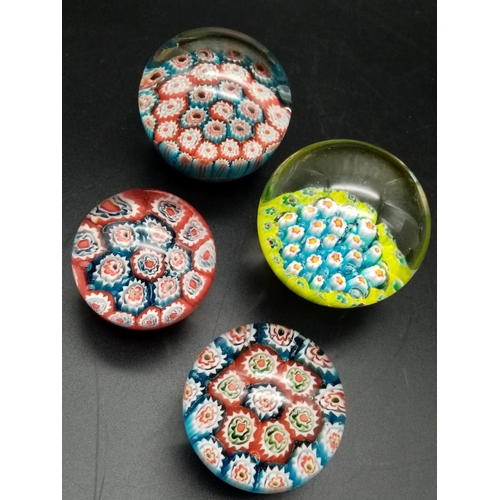 926 - A Selection of 6 Colourful Glass Paperweights. 8cm largest diameter.