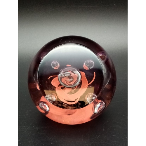 926 - A Selection of 6 Colourful Glass Paperweights. 8cm largest diameter.