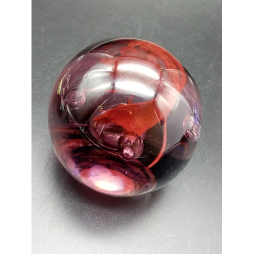 926 - A Selection of 6 Colourful Glass Paperweights. 8cm largest diameter.