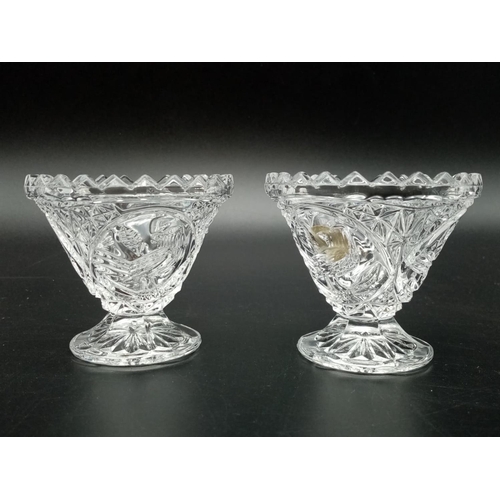 929 - Pair of West German Miniature Crystal Glass Vases. Beautifully decorated with Bird ornament handles.... 