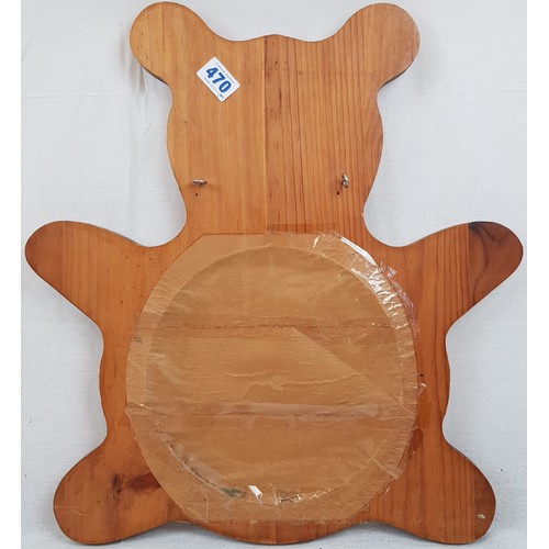 470 - A Vintage Teddy Bear Mirror. 38 x 49cm with wall hooks.