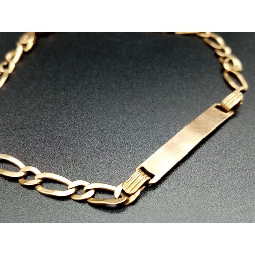 293 - A 9ct Gold Identity Link Bracelet. 20cm. 4.23g