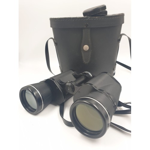 481 - A Pair of Prinzlux Binoculars, 10 x 50, with case - And a Japanese Super Paragon Auto Zoom Lens, wit... 